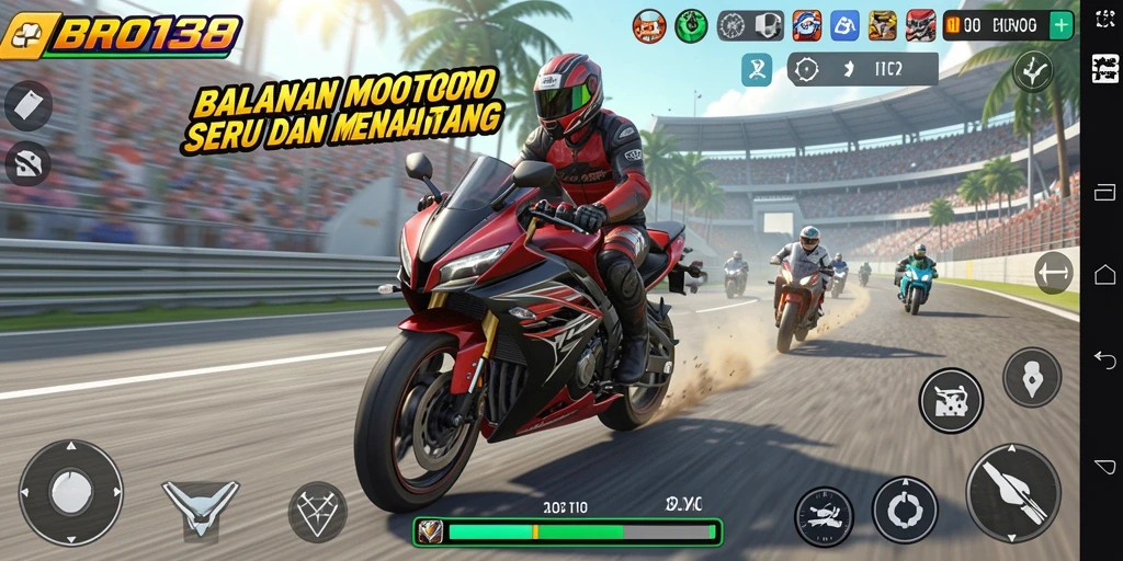 Tampilan luar biasa dari gameplay balapan motor yang seru.