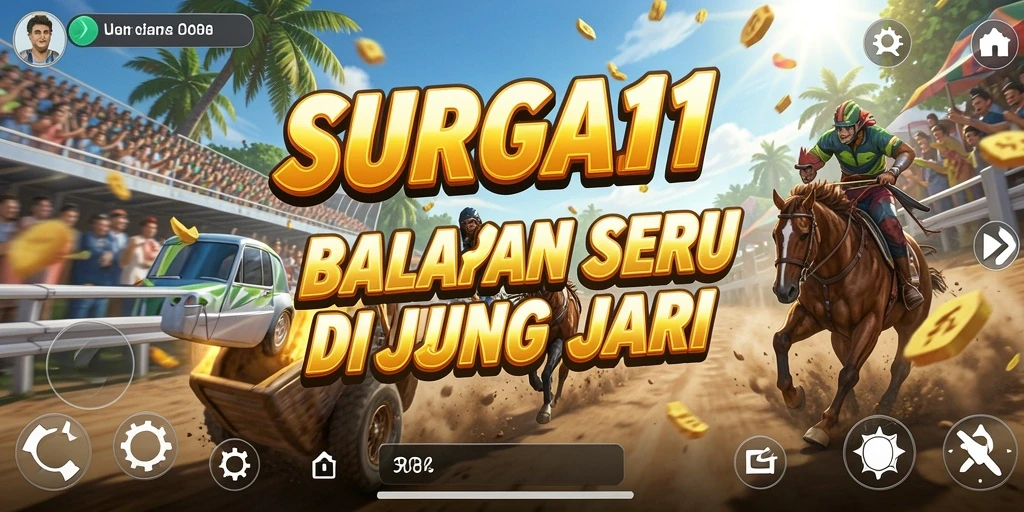 Tampilan menegangkan dari gameplay balapan di SURGA11.
