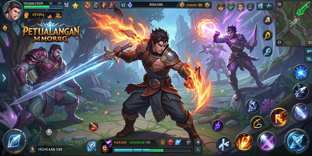 Tangkapan layar gameplay VEGAS338 menampilkan aksi petualangan MMORPG yang seru.